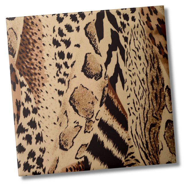 Stylish Trendy Animal Print Tile (Stylish Cheetah Leopard Zebra Animal Print Pattern Ceramic Tile)