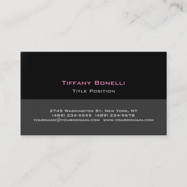 Stylish Trendy Black Grey Professional Modern Business Card (Front)