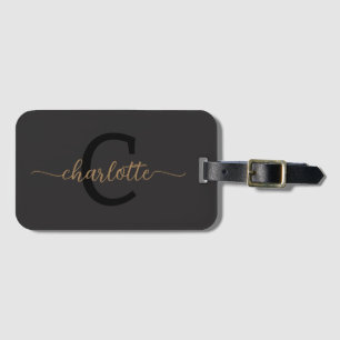 Stylish Trendy Black Out Modern Minimal Luggage Tag