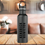 Stylish Trendy Black Out Modern Minimalist Simple  710 Ml Water Bottle<br><div class="desc">A striking black out design with a modern black block typography on an off-black charcoal grey background. The text can easily be customised for a design as unique as you are!</div>