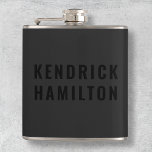 Stylish Trendy Black Out Modern Minimalist Simple Hip Flask<br><div class="desc">A striking black out design with a modern black block typography on an off-black charcoal grey background. The text can easily be customised for a design as unique as you are!</div>