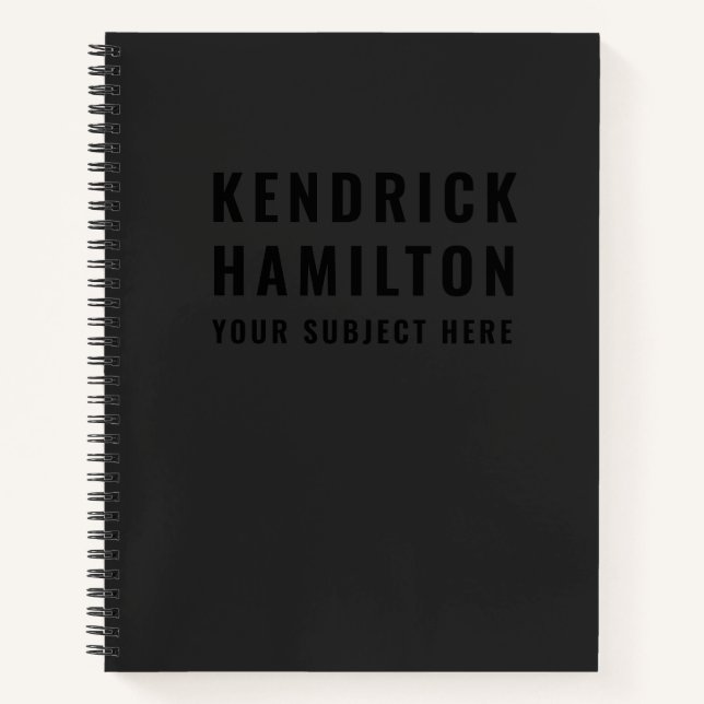 Stylish Trendy Black Out Modern Minimalist Simple  Notebook (Front)