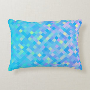 Stylish Trendy Blue Multicolored Mosaic Pattern Decorative Cushion