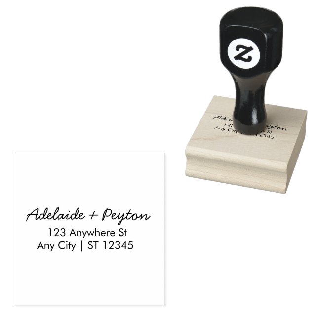 Stylish Trendy Couple | Script Wedding Address Rubber Stamp (Stamped)