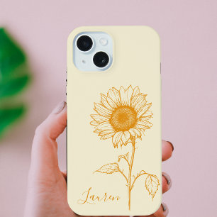 Stylish Trendy Cute Sunflower Botanical iPhone 15 Case