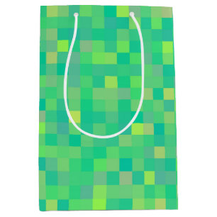 Stylish Trendy Green Multicolor Pixel Pattern Medium Gift Bag