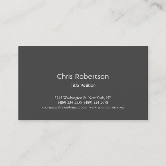 Stylish Trendy Grey Charming Business Card (Front)