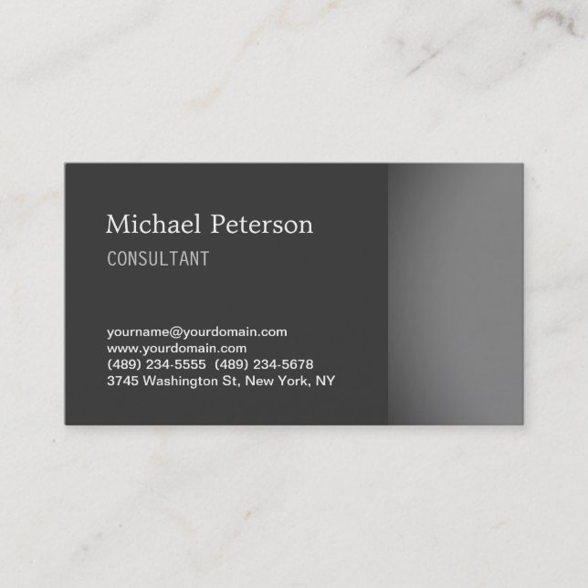 Stylish Trendy Grey Consultant Business Card (Front)