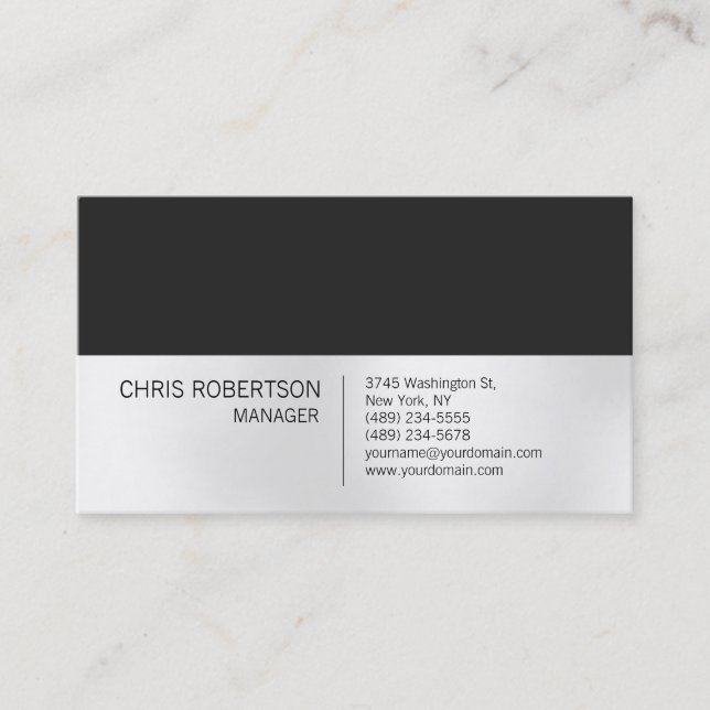 Stylish Trendy Grey Light White Business Card (Front)