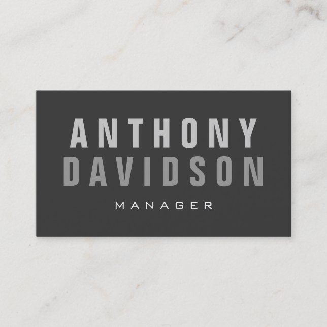 Stylish Trendy Grey Manager Business Card (Front)