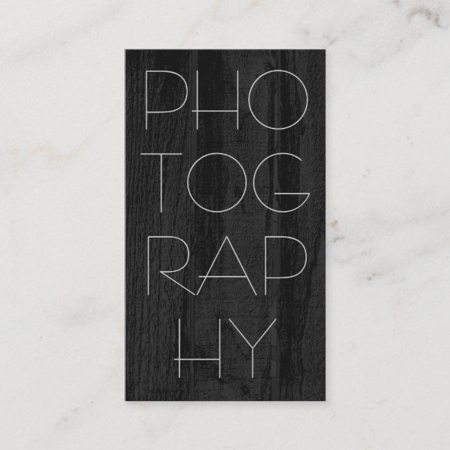 Stylish Trendy Grey Wood Photography Artist Business Card (Front)