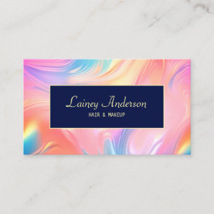Stylish Trendy groovy neon faux holographic Business Card