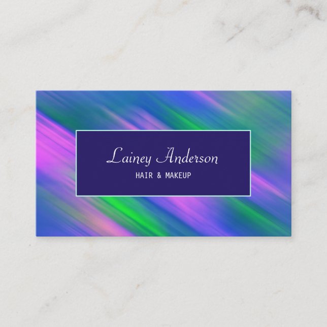 Stylish Trendy groovy neon green blue purple Business Card (Front)