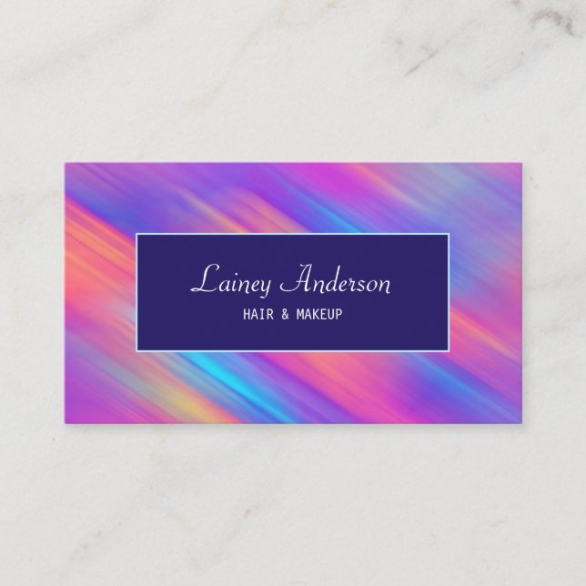 Stylish Trendy groovy neon pink blue purple Business Card (Front)