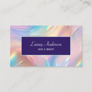 Stylish Trendy groovy pastel faux holographic Business Card