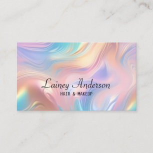 Stylish Trendy groovy pastel faux holograpic Business Card