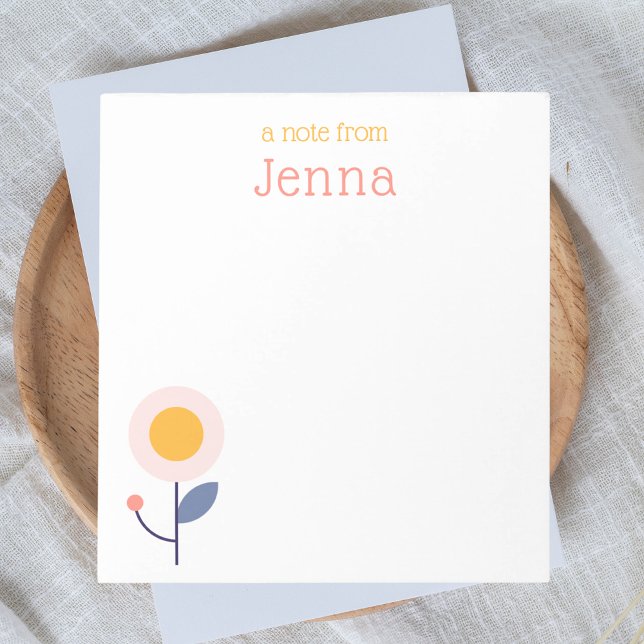 Stylish Trendy Modern Floral "A Note From" Notepad (Creator Uploaded)