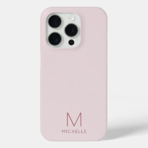 Stylish Trendy Modern Monogram Template Rose Gold iPhone 15 Pro Case