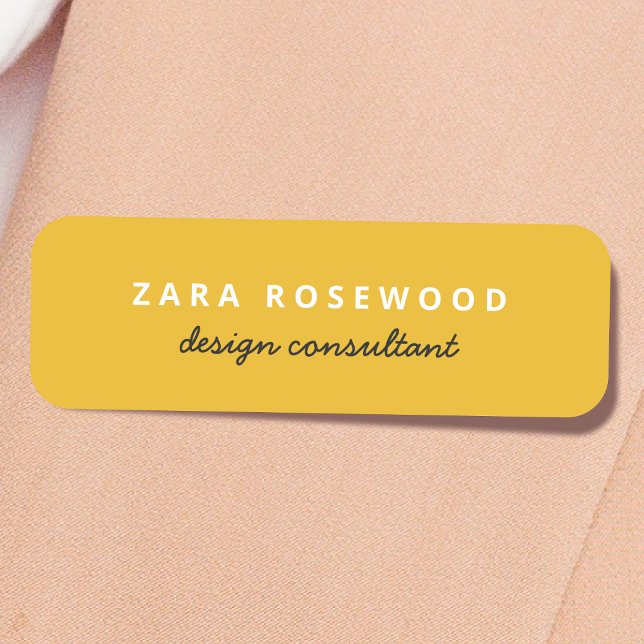Stylish Trendy Mustard Yellow Modern Minimal Name Tag (Creator Uploaded)
