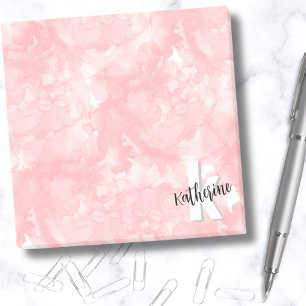 Stylish Trendy Pink Watercolor Monogram Post-it Notes