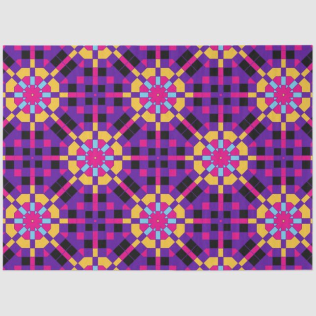Stylish Trendy Purple Mosaic Geometric Pattern Tissue Paper (Front)