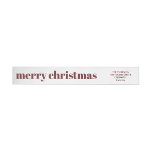 Stylish Trendy Red & White Merry Christmas Wrap Around Label
