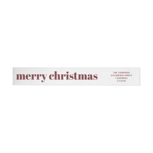 Stylish Trendy Red & White Merry Christmas Wrap Around Label (Individual)