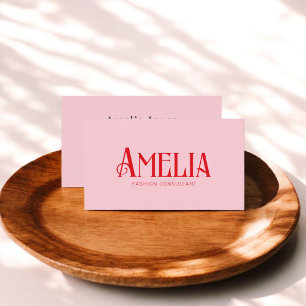 Stylish Trendy Retro Minimal Pink Red Business Card