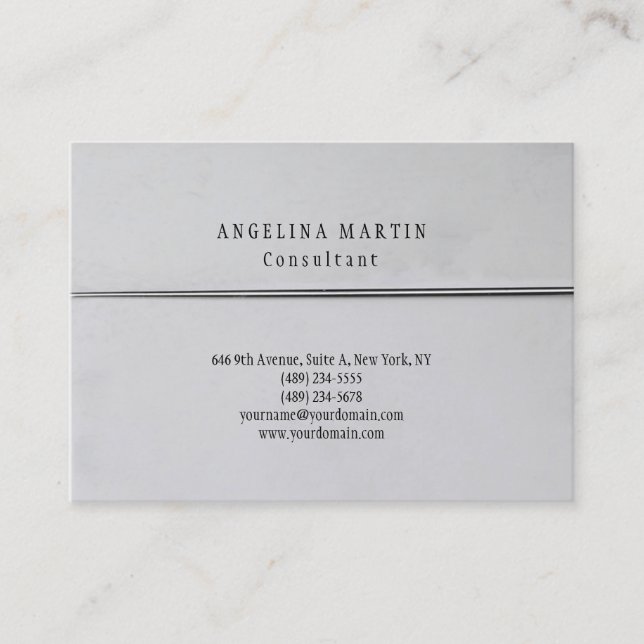 Stylish Trendy Silver Grey Minimalist Plain Business Card (Front)