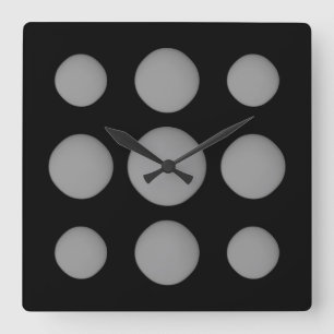 Stylish Trendy Space Grey Dots Square Wall Clock