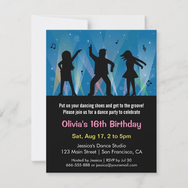 Stylish Trendy Teens Disco Dance Birthday Party Invitation (Front)