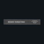 Stylish Trendy Typography Black Merry Christmas Wrap Around Label<br><div class="desc">Give your holiday mail a polished, personal touch with this Modern Minimalist Holiday Address Label. With its minimalist black design and trendy typewriter-inspired font, this label offers a contemporary way to customise your holiday envelopes. Add your address for a clean, stylish look that pairs perfectly with the rest of your...</div>