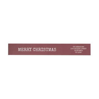 Stylish Trendy Typography Red Merry Christmas Wrap Around Label