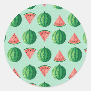 Stylish Trendy Watercolor Watermelon  Classic Round Sticker