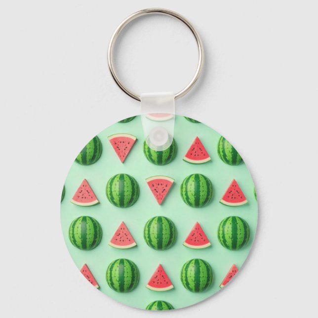 Stylish Trendy Watercolor Watermelon  Key Ring (Front)