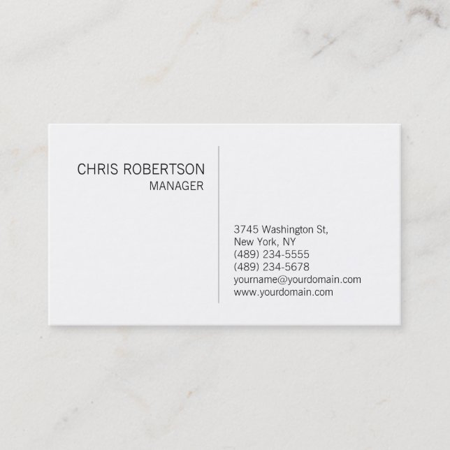 Stylish Trendy White Sophisticated Business Card (Front)