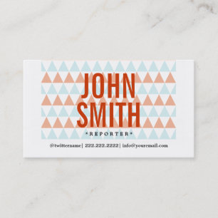 Stylish Triangle Pattern Reporter Business Card