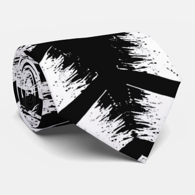 Stylish Tribal Black and White Neck Tie for Men (Rolled)