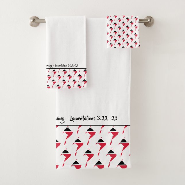 Stylish TRINIDAD TOBAGO MAP God's Mercies Lam 3:23 Bath Towel Set (Insitu)