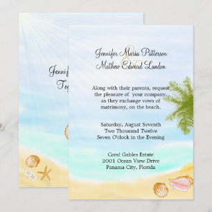 Stylish Tropical Beach Wedding Invitation