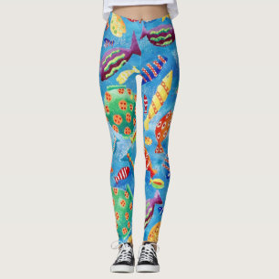 Stylish Tropical Fish Fun Patterned Leggings