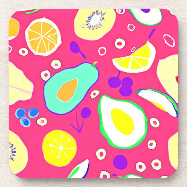 Stylish Tropical Fruits Patterns Art. Buy Now Coaster (Front)