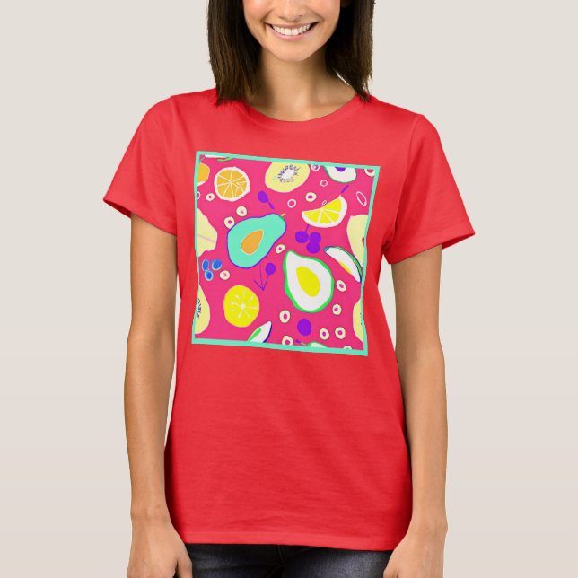 Stylish Tropical Fruits Patterns Art. Buy Now T-Shirt (Front)