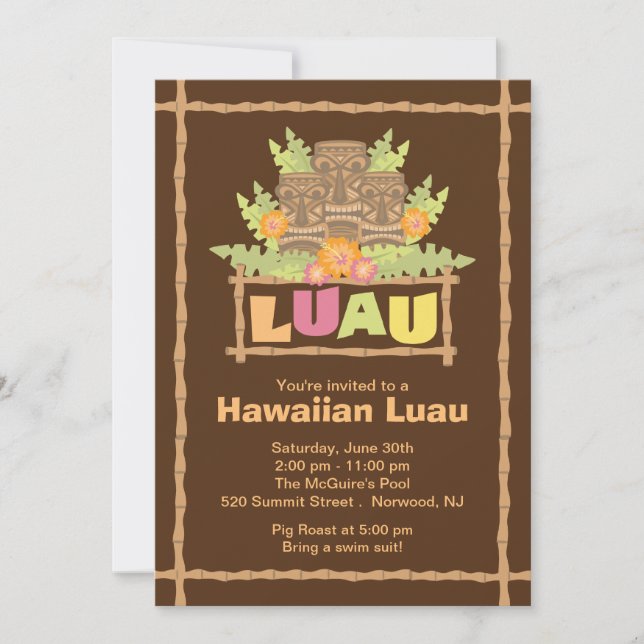 Stylish Tropical Hawaiian Luau Party Invitation (Front)