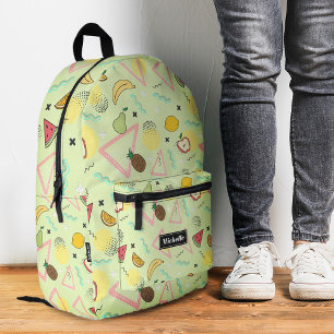 Stylish Tropical Summer Fruit Green Printed Backpack