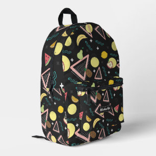 Stylish Tropical Summer Fruit Lemon Black Printed Backpack