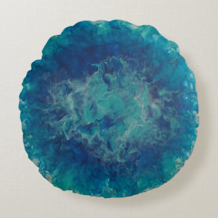 Stylish Turquoise and Blue Colour Burst Round Cushion