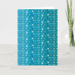Stylish turquoise and white, stars and snowflakes holiday card