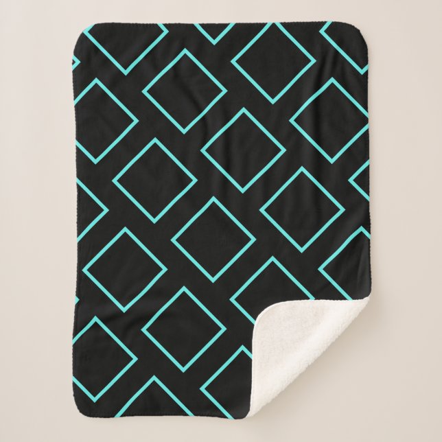 Stylish Turquoise Block Geometry Throw Blanket (Front)