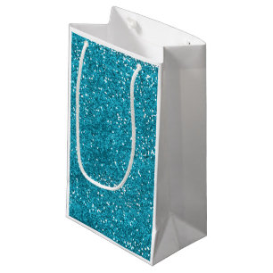 Stylish Turquoise Blue Glitter Small Gift Bag